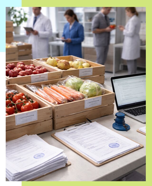 Сертификация овощей и фруктов в Пыти-Яхах от 8647 р. | Алешин-Пть