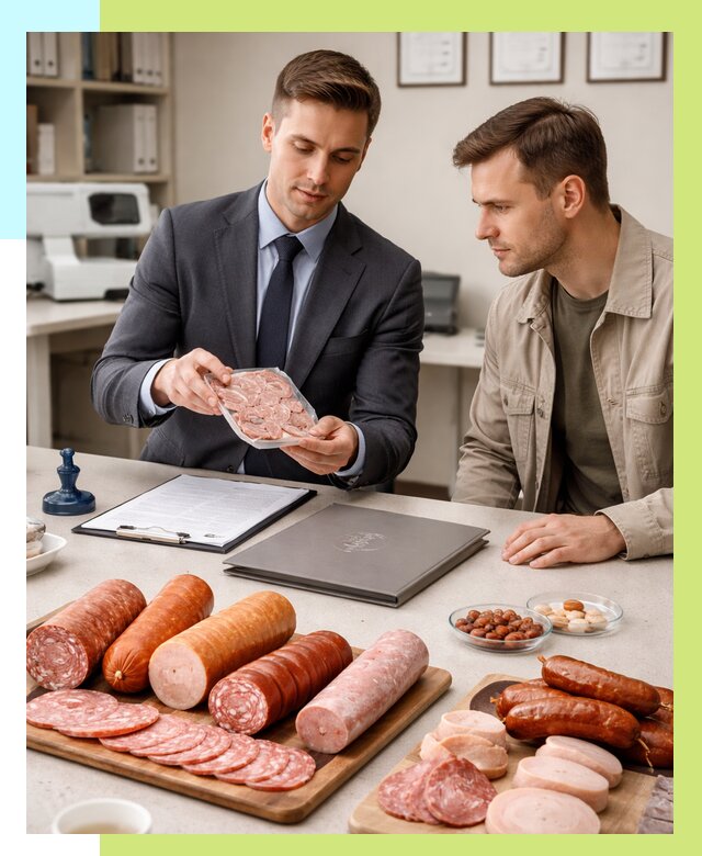 Сертификация колбасных изделий в Пыти-Яхах от 7630 р. | Алешин-Пть